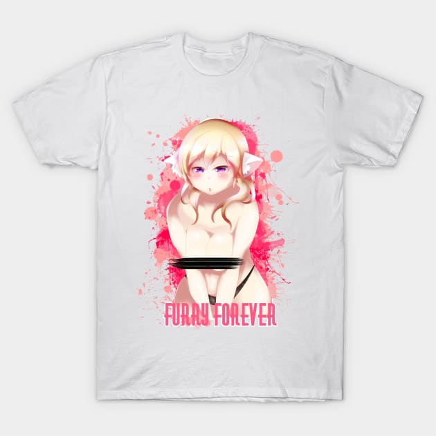 Blonde Hair Bikini Furry Girl Censored T-Shirt by Catifornia